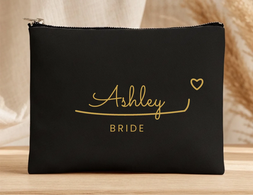 Personalized Bridesmaid Clutch Bag 8"x6" – Custom Name & Role, Min 5 Pcs – Bridal Party Makeup Pouch - Pamusan.com