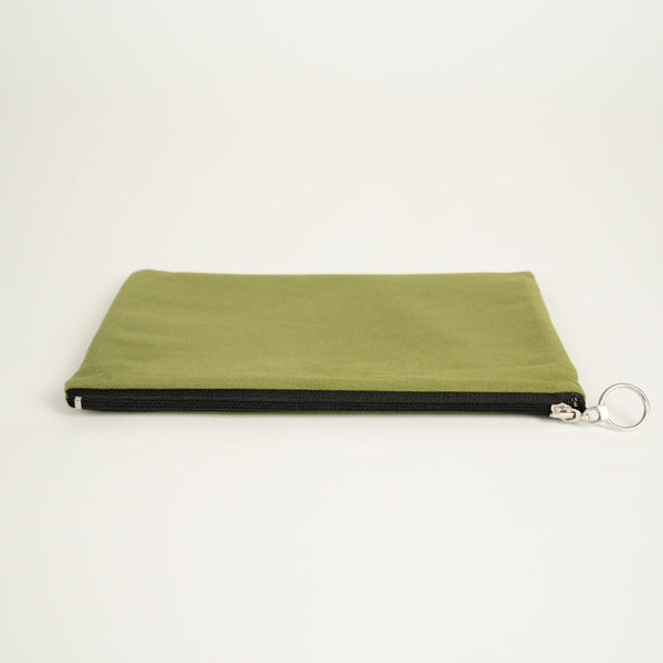 Personalized Green Cotton Clutch Pouch – 12" × 8" (30 × 21 cm) – 10 oz Fabric - Pamusan.com