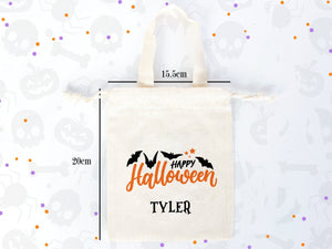 Personalized Halloween Drawstring Pouch Bag – 6"x8" Trick or Treat Candy Bag with Name, 27 Designs - Pamusan.com