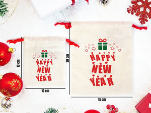 Personalized Happy New Year Gift Bag, New Year's Eve Party Favor, Custom New Year Bag — logo detail | Pamusan