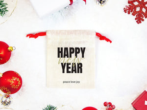 Personalized Happy New Year Gift Bag, New Year's Eve Party Favor, Custom New Year Bag — logo detail | Pamusan