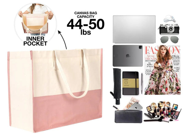Personalized Large Canvas Tote Bags with Pocket – Bulk Custom Printed Wedding, Beach Gifts for Travel & Events - Pamusan.com