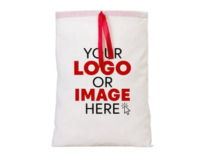 Personalized Fabric Pouch Bag with Red Ribbon - 8x12 inches (20x30 cm) — print detail | Pamusan