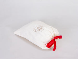 Personalized Fabric Pouch Bag with Red Ribbon - 8x12 inches (20x30 cm) — print detail | Pamusan