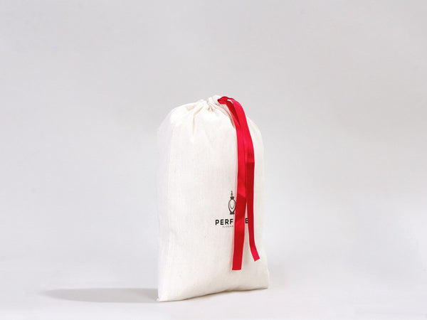 Personalized Fabric Pouch Bag with Red Ribbon - 8x12 inches (20x30 cm) — print detail | Pamusan