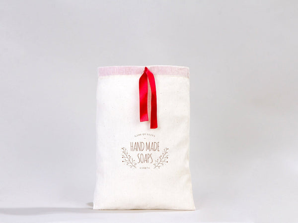 Personalized Fabric Pouch Bag with Red Ribbon - 8x12 inches (20x30 cm) — print detail | Pamusan