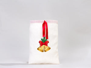 Personalized Fabric Pouch Bag with Red Ribbon - 8x12 inches (20x30 cm) — print detail | Pamusan