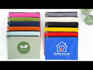 Personalized Mint Green Cotton Clutch Pouch – 12" × 8" (30 × 21 cm) – 10 oz Fabric - Pamusan.com