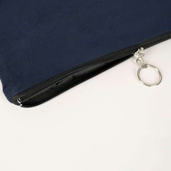 Personalized Navy Blue Cotton Clutch Pouch – 12" × 8" (30 × 21 cm) – 10 oz Fabric - Pamusan.com