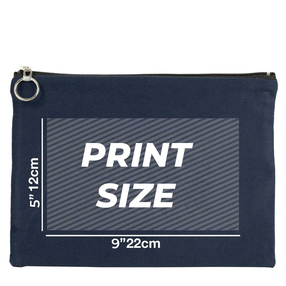 Personalized Navy Blue Cotton Clutch Pouch – 12" × 8" (30 × 21 cm) – 10 oz Fabric - Pamusan.com