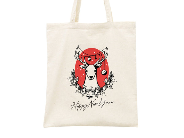 Personalized New Year Tote Bag  14" × 16"  (35 x 40 cm)  – Custom Logo Cotton Bag — logo detail | Pamusan