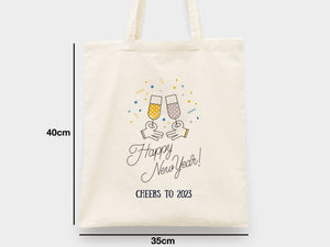 Personalized New Year Tote Bag  14" × 16"  (35 x 40 cm)  – Custom Logo Cotton Bag — logo detail | Pamusan