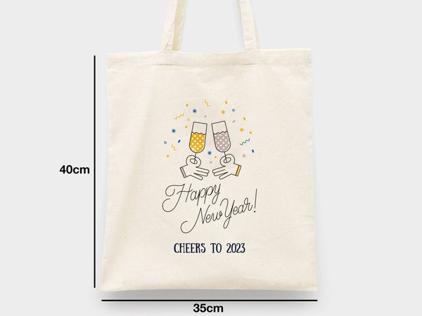 Personalized New Year Tote Bag  14" × 16"  (35 x 40 cm)  – Custom Logo Cotton Bag — logo detail | Pamusan