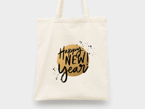 Personalized New Year Tote Bag  14" × 16"  (35 x 40 cm)  – Custom Logo Cotton Bag — logo detail | Pamusan