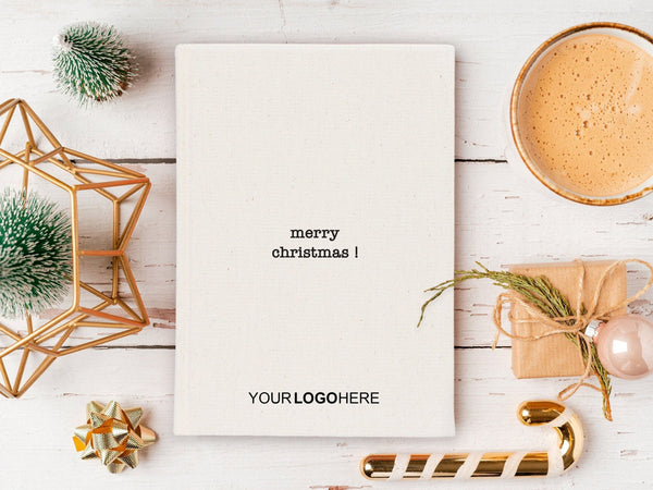 Personalized Notebook 6" × 8" (15 × 20 cm), Your Logo or Text Here, Merry Christmas Designs — logo detail | Pamusan