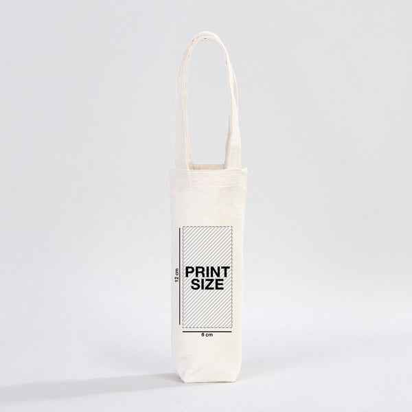 Custom Printed Canvas Wine & Olive Oil Bottle Bag – 6" × 10" (15 × 26 cm), Natural 10 oz — custom print | Pamusan