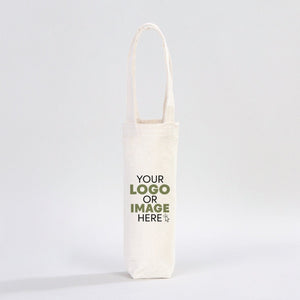 Custom Printed Canvas Wine & Olive Oil Bottle Bag – 6" × 10" (15 × 26 cm), Natural 10 oz — custom print | Pamusan