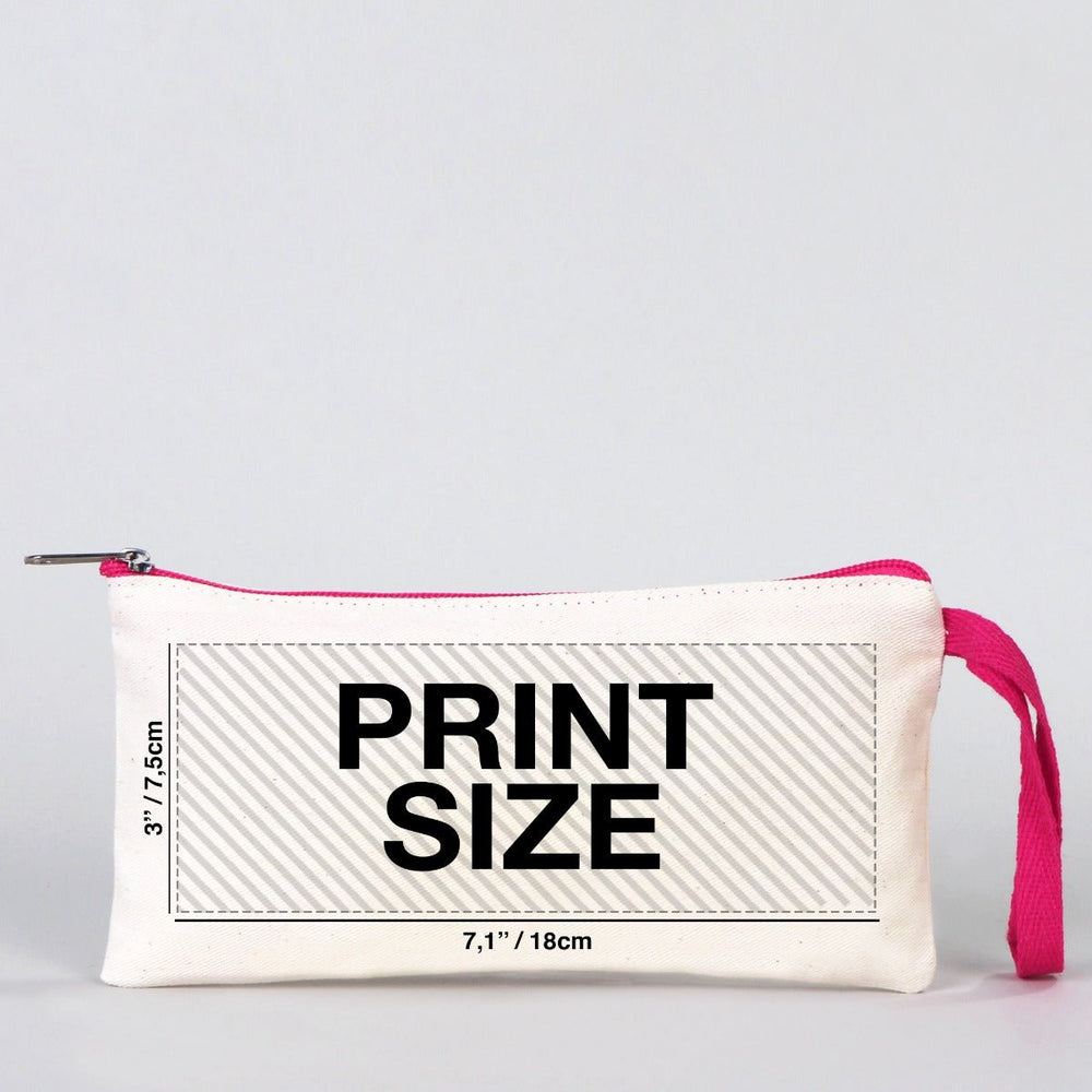 Personalized Pencil Case – 8"x4" Fuchsia Zippered Cotton Pouch - Pamusan.com
