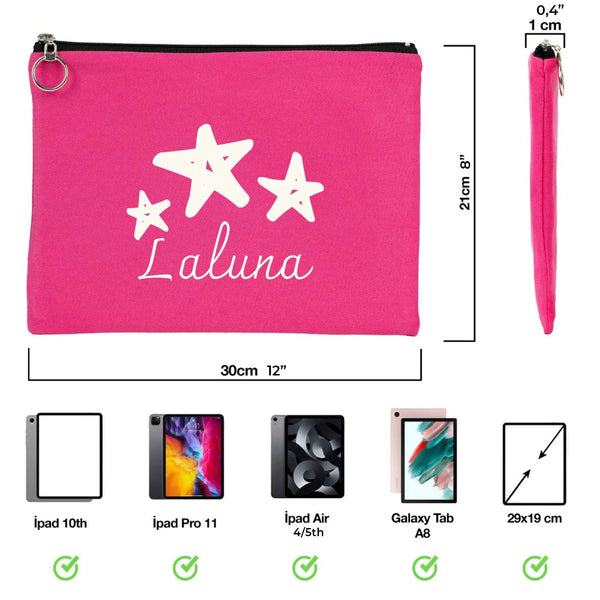 Personalized Pink Cotton Clutch Pouch – 12" × 8" (30 × 21 cm) – 10 oz Fabric - Pamusan.com