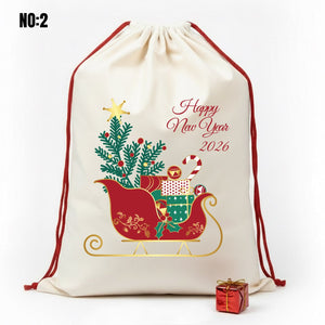 Personalized Santa sack design No:2, Happy New Year 2026 sleigh print jumbo Christmas gift bag