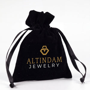 Personalized Velvet Rose Drawstring Pouch – Black – 4" × 5" (10 × 13 cm) - Pamusan.com