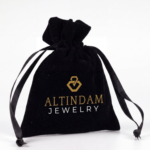 Personalized Velvet Rose Drawstring Pouch – Black – 4" × 5" (10 × 13 cm) - Pamusan.com