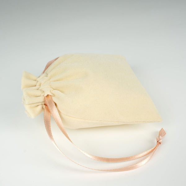 Personalized Velvet Rose Drawstring Pouch – Blush Pink Ribbon – 4" × 5" (10 × 13 cm) - Pamusan.com