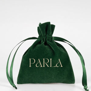 Personalized Velvet Rose Drawstring Pouch – Green – 4" × 5" (10 × 13 cm) - Pamusan.com