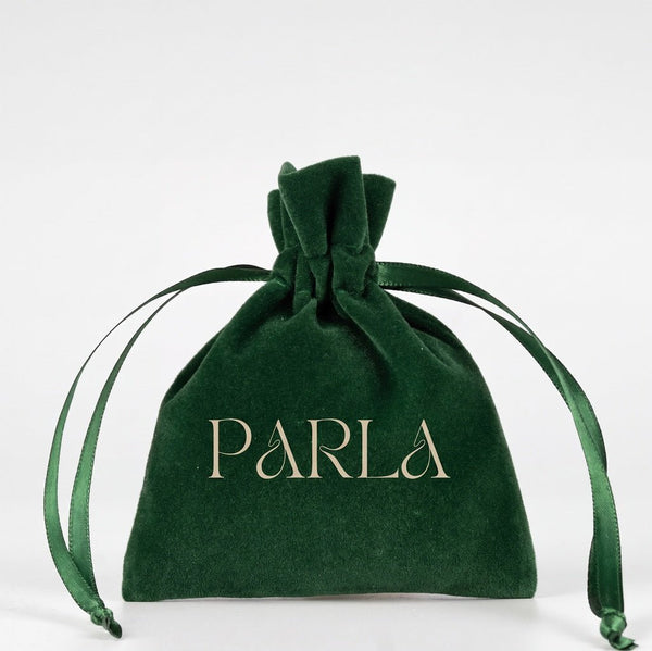 Personalized Velvet Rose Drawstring Pouch – Green – 4" × 5" (10 × 13 cm) - Pamusan.com