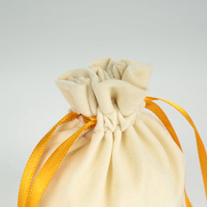 Personalized Velvet Rose Drawstring Pouch – Orange Ribbon – 4" × 5" (10 × 13 cm) - Pamusan.com