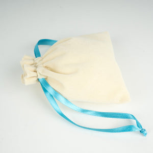 Personalized Velvet Rose Drawstring Pouch – Turquoise Ribbon – 4" × 5" (10 × 13 cm) - Pamusan.com