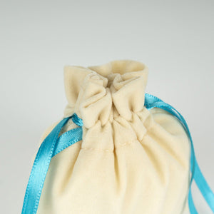 Personalized Velvet Rose Drawstring Pouch – Turquoise Ribbon – 4" × 5" (10 × 13 cm) - Pamusan.com