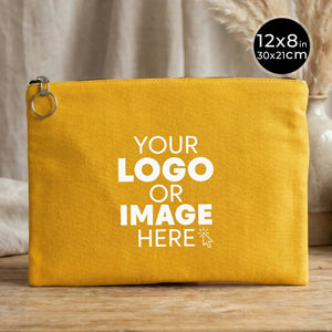 Personalized Yellow Cotton Clutch Pouch – 12" × 8" (30 × 21 cm) – 10 oz Fabric - Pamusan.com