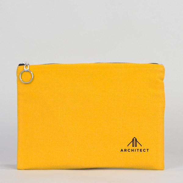Personalized Yellow Cotton iPad Clutch Bag – Lined Gabardine with Zipper - Pamusan.com