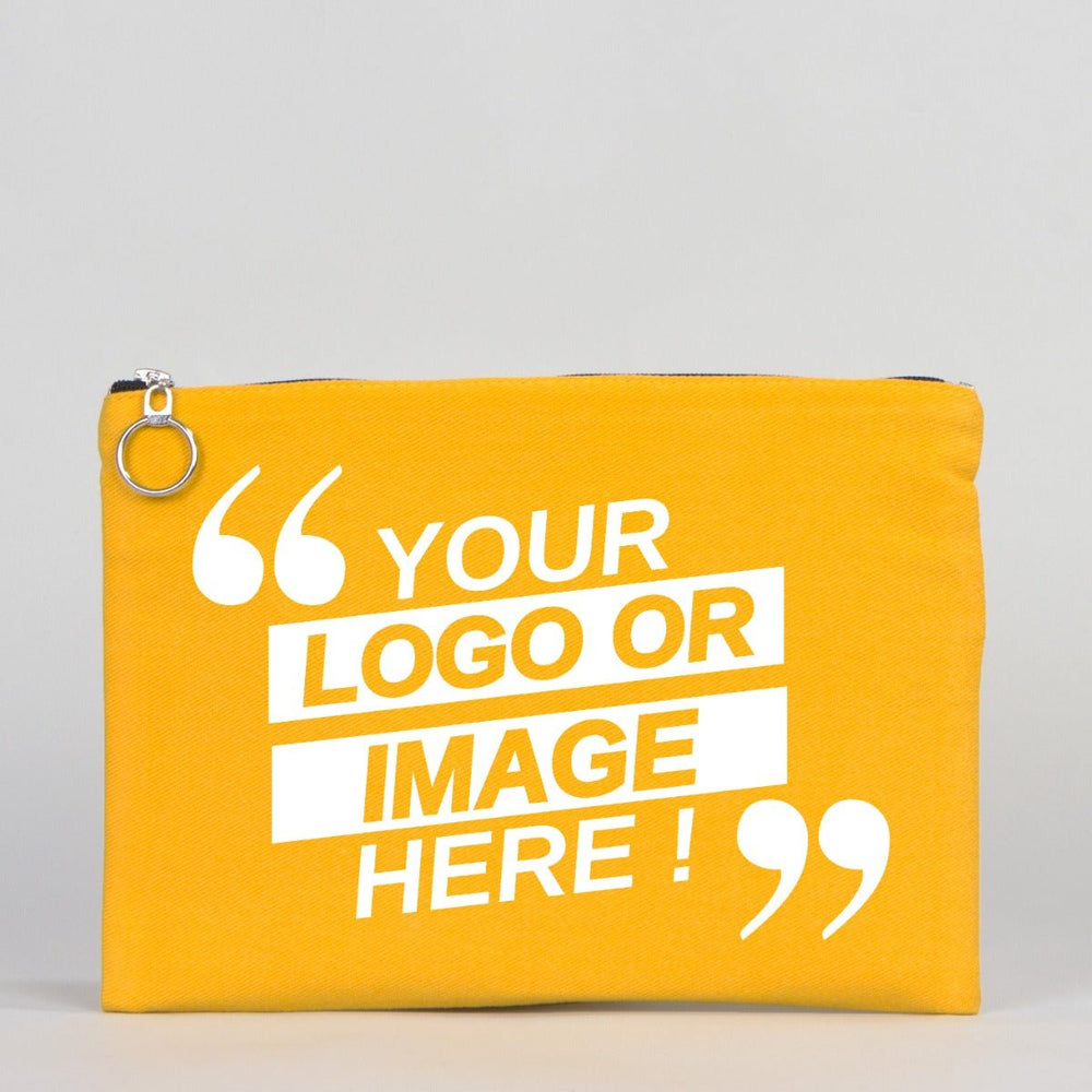 Personalized Yellow Cotton Clutch Pouch – 12" × 8" (30 × 21 cm) – 10 oz Fabric - Pamusan.com