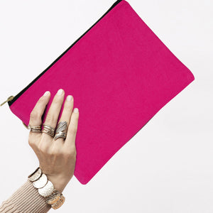 Pink Canvas Zippered Clutch Pouch – 10" × 7" (25 × 18 cm) – 10 oz - Pamusan.com