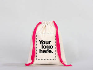Pink Drawstring Cotton Pouch 6x8" | Custom Organic Bag | Pamusan