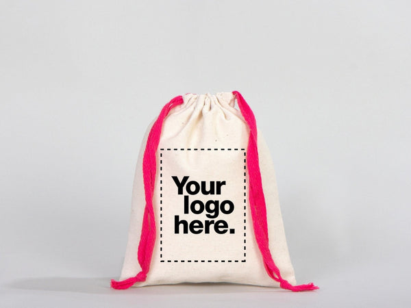 Pink Drawstring Cotton Pouch 6x8" | Custom Organic Bag | Pamusan