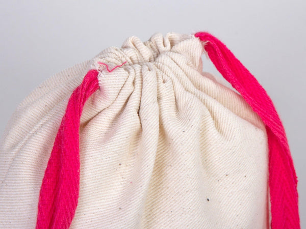 Pink Drawstring Cotton Pouch 6x8" | Custom Organic Bag — custom print | Pamusan