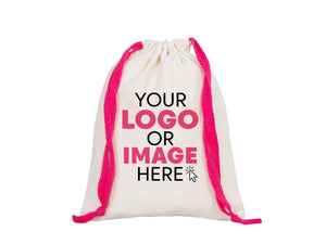 Pink Drawstring Cotton Pouch 6x8" | Custom Organic Bag — custom print | Pamusan