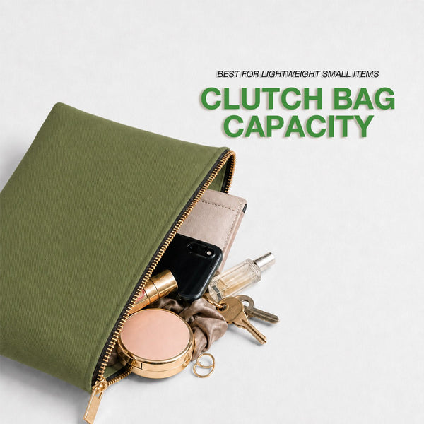Plain Green Cotton Clutch Bag – 8"x6" Reusable Cosmetic Pouch - Pamusan.com