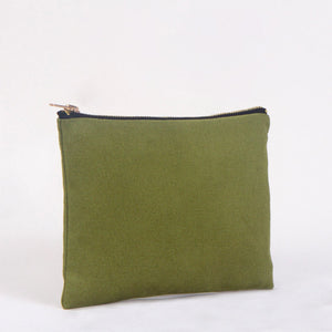 Plain Green Cotton Clutch Bag – 8"x6" Reusable Cosmetic Pouch - Pamusan.com