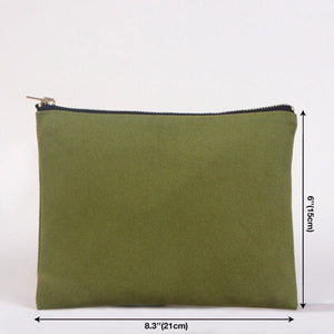 Plain Green Cotton Clutch Bag – 8"x6" Reusable Cosmetic Pouch - Pamusan.com