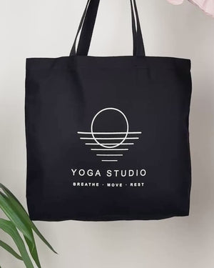Zwarte canvas tas bedrukken – 48 x 41 x 10 cm strand- en promotietas