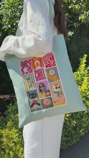 Katoenen tas mintgroen bedrukken – 35 x 40 cm, 220 g/m² gabardine