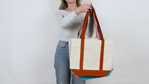 Large Trend Canvas Shopping Bag with Mint Handle, 16"W x 14"H x 5"L, Large Tote Bag 12 Oz, Personalized