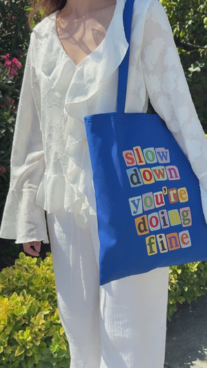 Katoenen tas bedrukken in blauw – 35 x 40 cm gabardine van 220 g/m²