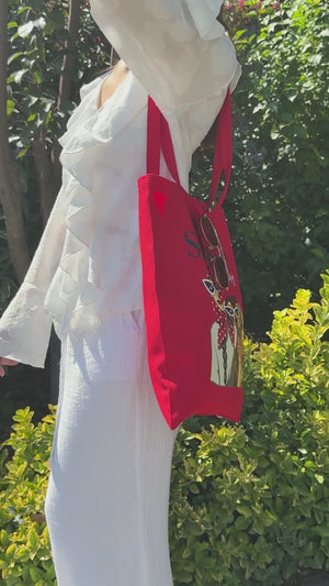 Katoenen tas in rood – 35 x 40 cm met 220 g/m², stevig en herbruikbaar