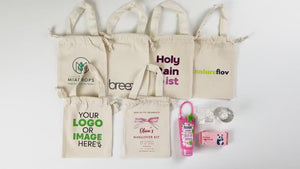 Custom Party Favor Bags 6x8" | Cotton Muslin Drawstring Gift Bags