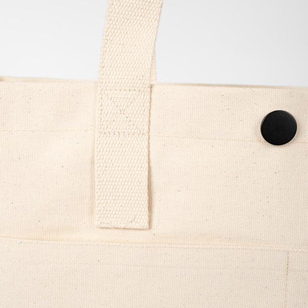 Printed Canvas LUX Tote Bag – Snap Button & Front Pockets – 18" × 16" × 4" (35 × 40 × 10 cm), Thick Fabric Weight: | Pamusan